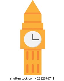 Vector image on transparent background, London symbol. Clock tower, Big Ben. United Kingdom. architecture of the city.