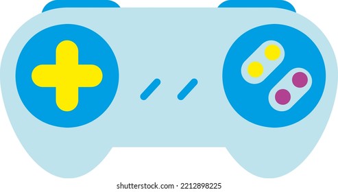Vector image on transparent background, of video game control, gaming life, love of video games. Arcade games and old consoles. Buttons on a video game controller. Directional buttons. Retro games.