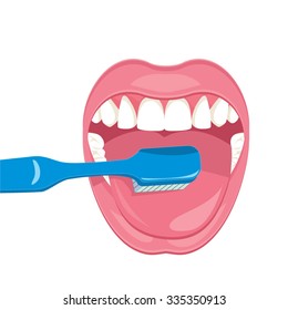 Vector image on a white background. how to brush your teeth rightly with a toothbrush. vector image on a white background. Healthy, white teeth. 