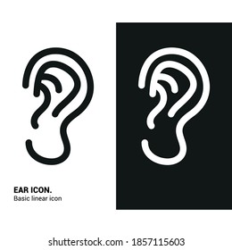 Vector image. One ear icon. Image to black an white line.