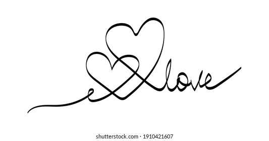 Vector image one line stroke love