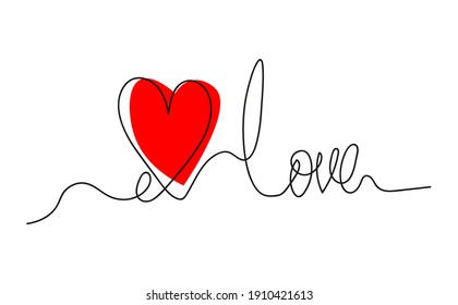 Vector image one line stroke love