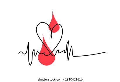 Vector image one line stroke love