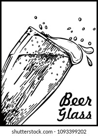 Vector image of one mug of beer. Drink with a lot of foam. Beer glass.