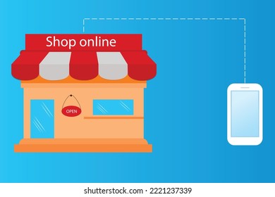 Vector image of online ordering via mobile or online shopping.