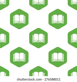Vector image of open book in hexagon, repeated on white background