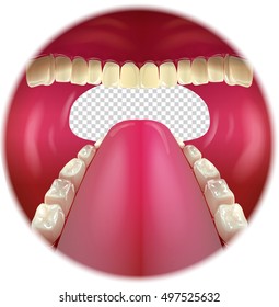 Vector Image Of An Open Mouth. View From Inside.