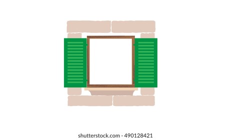 Vector image of open shutters