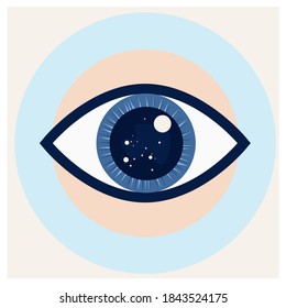 Vector image of an open third eye or sixth chakra