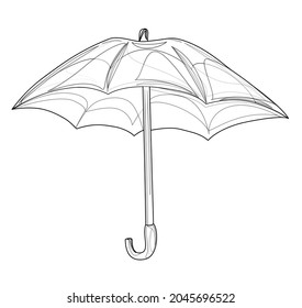 Vector image of an open umbrella in lines. Concept. Outline. EPS 10