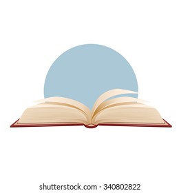 Vector image of the opened book on blue background