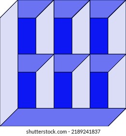 Vector image of an optical illusion of a geometric figure in blue color