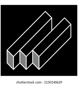 Vector image of an optical illusion of three rectangles