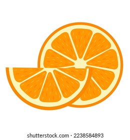 Vector image of an orange. The concept of healthy food and fresh fruit. Juicy fruits, orange snacks, vegetarian dishes. Delicious citrus.
