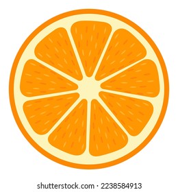 Imagen vectorial de una naranja. El concepto de comida saludable y fruta fresca. Frutas jugosas, tentempiés anaranjados, platos vegetarianos. Delicioso cítrico.