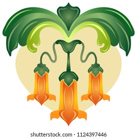 vector image of orange flower in modern style