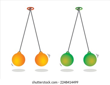 Vector Image: Orange and Green Lato-lato (Clackers or Knockers), popular children's toys in Indonesia