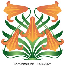 vector image - orange lily flower in modern style