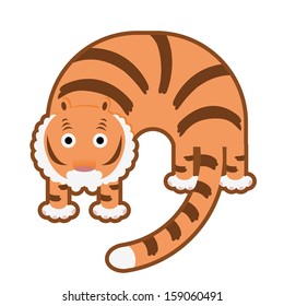 Vector image of orange tiger on the white background