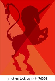 vector image of orange unicorn