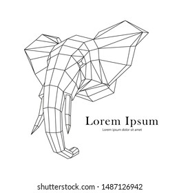 
Vector image - origami. The head of an elephant with tusks of paper. Abstract image consisting of geometric shapes of triangles and squares. Black and white picture.