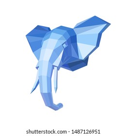 
Vector image - origami. The head of an elephant with tusks of colored paper. Abstract image consisting of geometric shapes of triangles and squares. Fashionable color neon picture, bright colors.