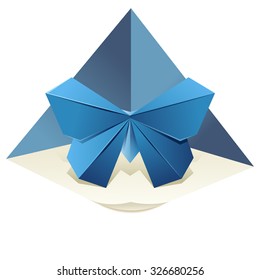Vector image of an origamy blue butterfly