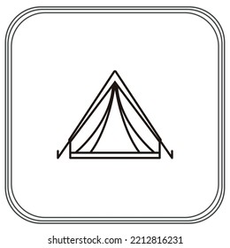 imagen vectorial de iconos de acampada al aire libre con fondo blanco y borde de líneas negras.
