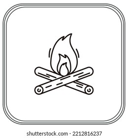 imagen vectorial de iconos de acampada al aire libre con fondo blanco y borde de líneas negras.