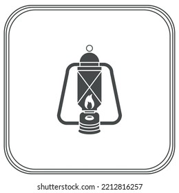 vector image of outdoor camping icons with white background and black lines border.