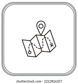 vector image of outdoor camping icons with white background and black lines border.