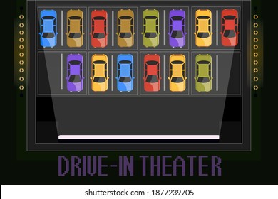 
Vector Image Of An Outdoor Cinema. Auto Cinema.