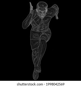 vector image outlines simple stripes drawings a man runs