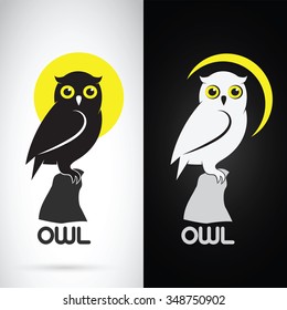 Vector image of an owl design on white background and black background, Logo, Symbol,Animals 