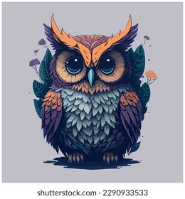 vector image owl illustration with gray background