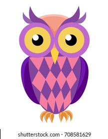 Vector image of an owl on white background Web site page and mobile app design