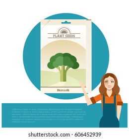 Vector image of the Pack of Broccoli seeds icon