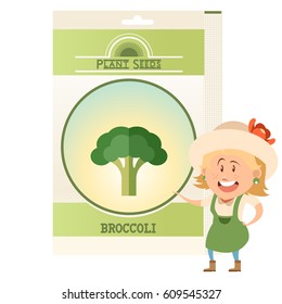 Vector image of the Pack of Broccoli seeds icon