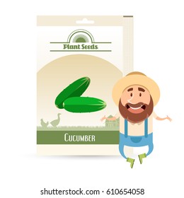Vector image of the Pack of Cucumber seeds icon