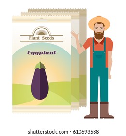 Vector image of the Pack of eggplant seeds