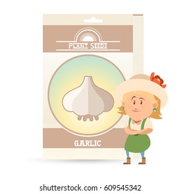 Vector image of the Pack of garlic seeds icon