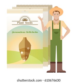 Vector image of the Pack of Jerusalem Artichoke seeds icon