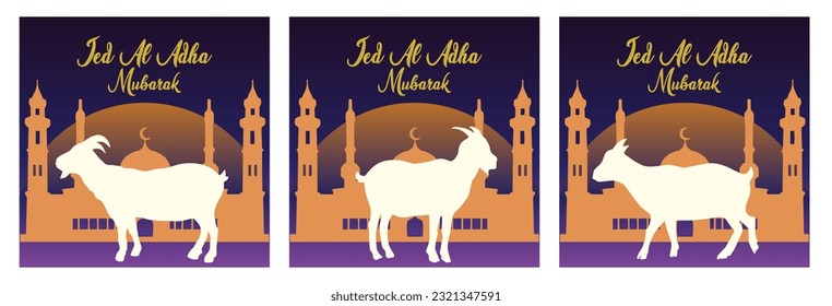 vector image package for Eid al-Adha in the form of a Goat in various poses