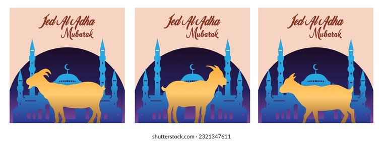 vector image package for Eid al-Adha in the form of a Goat in various poses