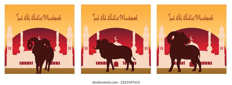 vector image package for Eid al-Adha in the form of a Goat in various poses