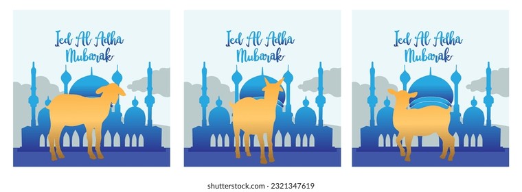 vector image package for Eid al-Adha in the form of a Goat in various poses