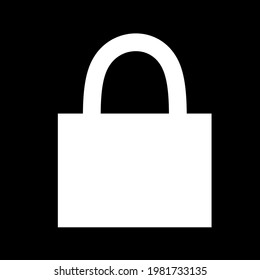 Vector image of padlock in white color on black background.