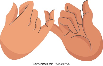 Imagen vectorial de un par de manos con dedos cruzados. Relación entre personas y gesto de mano