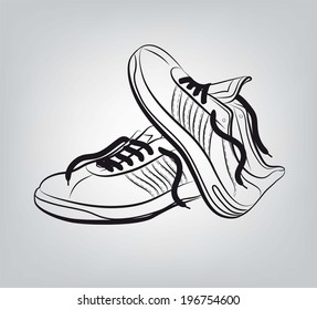 vector image of a pair of sneakers on gray background