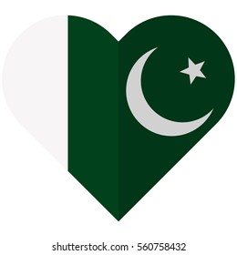 Vector image of the Pakistan flat heart flag